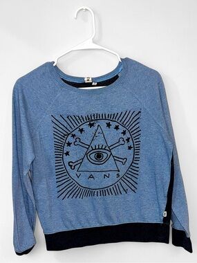 Vans Skateboard Blue Graphic Crewneck Sweatshirt Size S